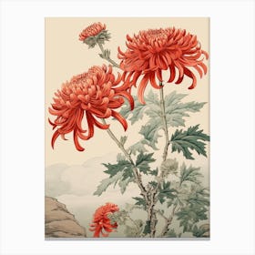 Kiku Chrysanthemum 2 Japanese Botanical Illustration Canvas Print