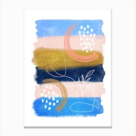 Abstract Stripes Blush Blue Canvas Print