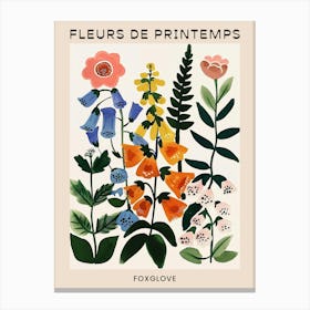 Spring Floral French Poster  Foxglove 3 Canvas Print