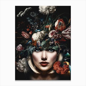 Woman With Flowers On Her Head 2 Canvas Print