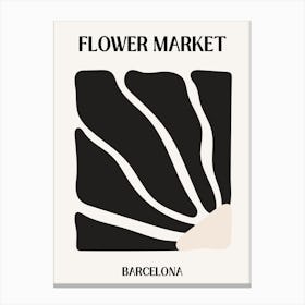 B&W Flower Market Poster Barcelona Canvas Print