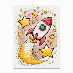 Rocket Ship With Stars Canvas Print