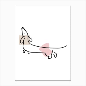 Dachshund Cute Dog - Line Art Canvas Print