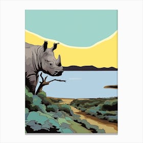 Simple Line Rhino Illustration 2 Canvas Print