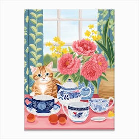 Animals Having Tea   Cat Kittens 0 Canvas Print
