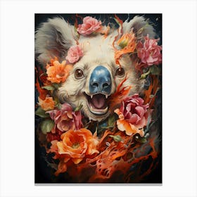 Koala With Flowers Canvas Print