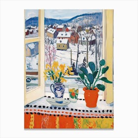 The Windowsill Of Oslo   Norway Snow Inspired By Matisse 4 Canvas Print