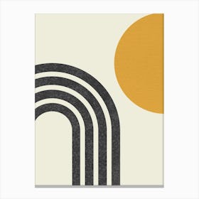 Mid-century Modern Sun and Rainbow  - Abstract Modern Minimalist Canvas Print