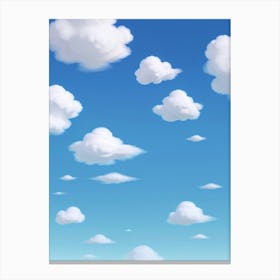Fluffy Clouds Blue Sky Canvas Print