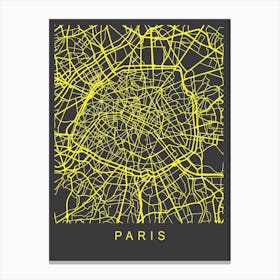 Paris Map Neon Canvas Print