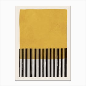 Mustard And Black Vertical Lines Canvas Print