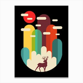 Mountains Deer Minimalist Canvas Print