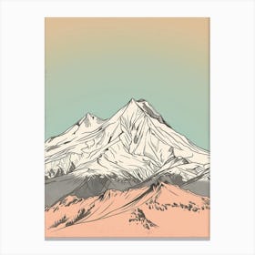 Mount Shasta Usa Color Line Drawing (2) Canvas Print