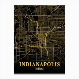 Indianapolis Gold City Map 1 Canvas Print
