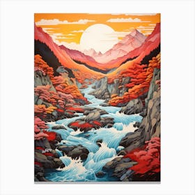 Shosenkyo Gorge In Yamanshi, Ukiyo E Drawing 4 Canvas Print