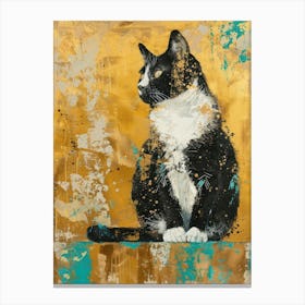 British Shorthair Cat Gold Effect Collage 4 Canvas Print