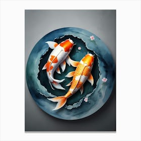Koi Fish Yin Yang Painting (9) Canvas Print