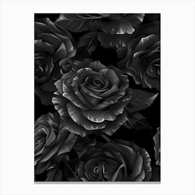 Black Roses Seamless Pattern Canvas Print