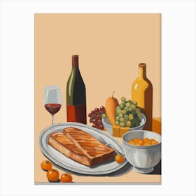 Salmon And Wine Canvas Print