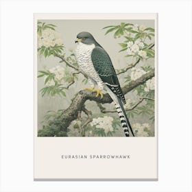 Ohara Koson Inspired Bird Painting Eurasian Sparrowhawk 1 Poster Canvas Print