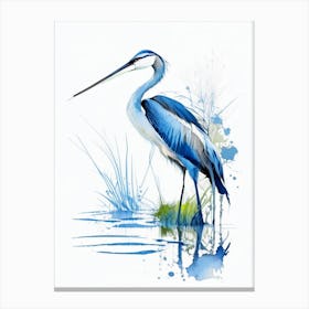 Blue Heron On Pond Impressionistic 1 Canvas Print