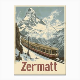 Aihrgdesign A Classic 1960s Travel Poster For Zermatt Showcas 5c0d7527 C13d 4715 Af1f Ac6dd89bae01 0 Canvas Print