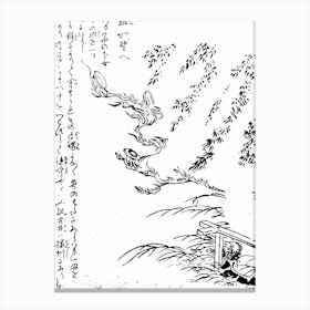 Toriyama Sekien Vintage Japanese Woodblock Print Yokai Ukiyo-e Sarakazoe Canvas Print