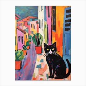 Painting Of A Cat In Catania Italy Canvas Print