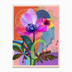 Anemone 3 Neon Flower Collage Canvas Print
