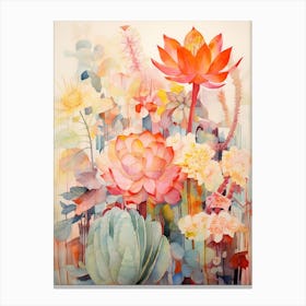 Tropical Plant Painting Pencil Cactus 2 Canvas Print