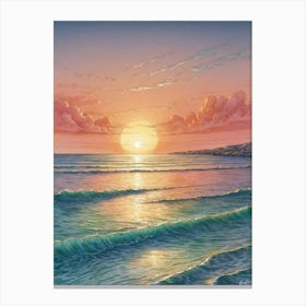 Sunset Over The Ocean 2 Canvas Print