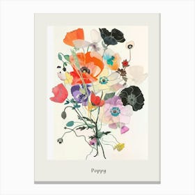 Poppy Collage Flower Bouquet Poster Canvas Print