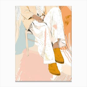 Illustration Of A Woman Sitting In A Chair Canvas Print