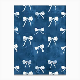 White And Blue Bows 3 Pattern Canvas Print