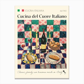 La Cucina Del Cuore Italiano Trattoria Italian Poster Food Kitchen Canvas Print