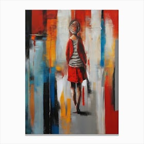 Girl Walking Down The Street Canvas Print