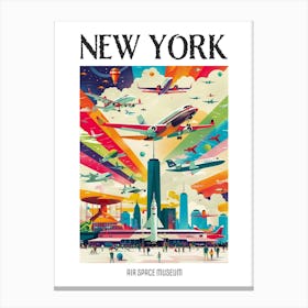 Air Space Museum New York Colourful Silkscreen Illustration 1 Poster Canvas Print
