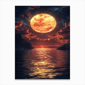 Full Moon Over The Ocean 11 Canvas Print