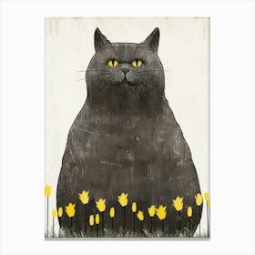 Cat With Yellow Flowers Canvas Print Canvas Print