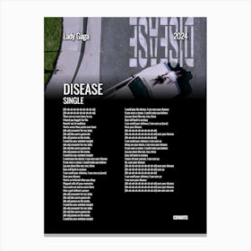 Disease - Lady Gaga - Lyrics Poster Canvas Print