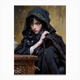 Witch With A Cat 1 Canvas Print