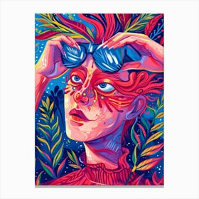 Woman With Colorful Hair 3 Canvas Print