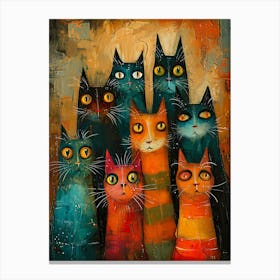 Beautiful Painting Funky Cats 7 Canvas Print