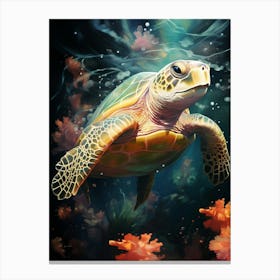Floral Fantasy Turtle Sea Canvas Print