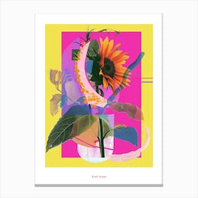Sunflower 1 Neon Flower Collage Poster Canvas Print