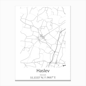 Haslev,Denmark Minimalist Map Canvas Print