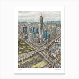 Seoul South Korea Drawing Pencil Style 2 Travel Poster Canvas Print