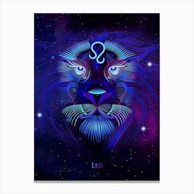 Leo Zodiac Sign — Zodiac neon signs Canvas Print