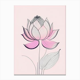 Lotus Flower Pattern Minimal Line Drawing 7 Canvas Print