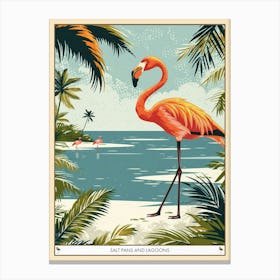 Greater Flamingo Salt Pans And Lagoons Tropical Illustration 6 Poster Canvas Print